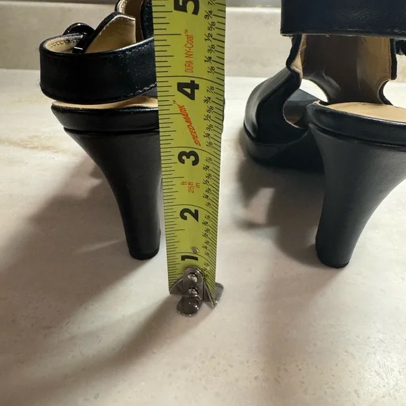 Naturalizer Heels DAWN 8 Women’s Black Leather Strap Open Toe Booties - Picture 3 of 11